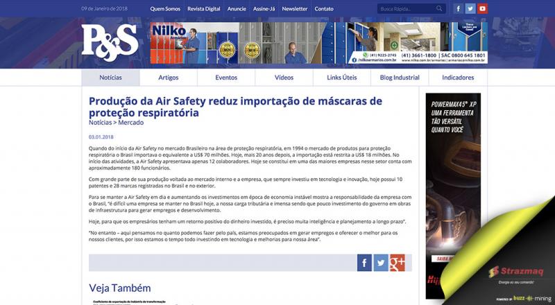 Produção da Air Safety reduz importação de máscaras de proteção respiratória